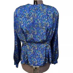 Jordan. Size 11/12. Vintage Shiny Paisley Polyester Back Button Blouse. B78